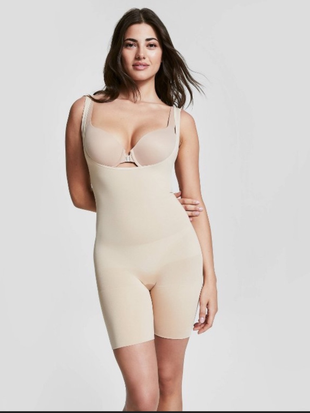 Assets By Spanx Beige Nude Shaping Bodysuit Short S